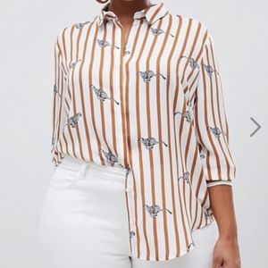 ASOS Curve long sleeve shirt in cheetah print